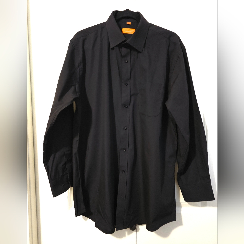 Mens Dress Shirt Eccolo No IRON Comtempary Fit Classic Black Men's SZ 16 1/2R